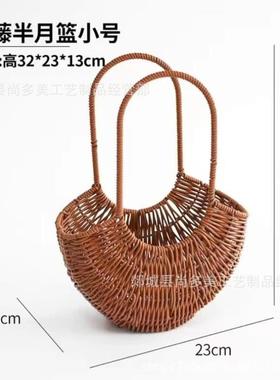 母亲节花篮藤编新款花盆野餐纯手工编织藤素手提田园创意藤编花艺
