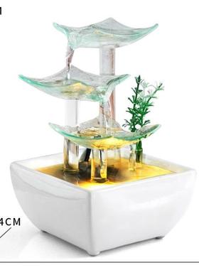 现代轻奢流水喷泉开业生财玄关创意办公室装饰桌面循环水摆件女士