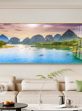 装饰画客厅现代大白风景画挂画绿水青山简约背景墙墙沙发源远流长
