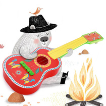 French DJECO Man Boyukri Guitar Simulation Instrument 3 Years Old Taught Musical Rhythm Enlightenment Boy Toys