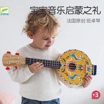 Djeco Children Banjo Piano 4 Strings Play Music Wooden Baby Early Teach Musical Instruments Toy Starter 3 + years old