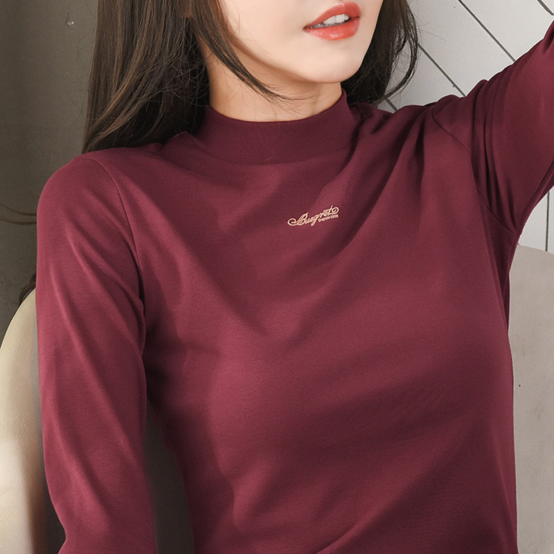 半高领女长袖t恤春秋冬内搭打底衫 屮果T恤