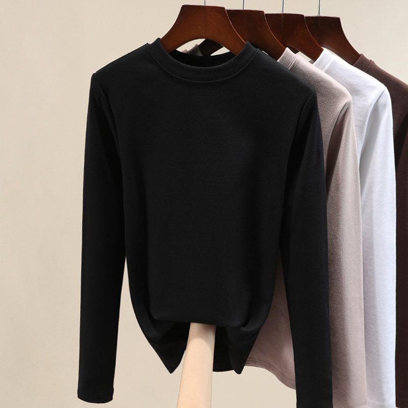 白色加厚打底衫女内搭秋冬新款纯棉 屮果T恤