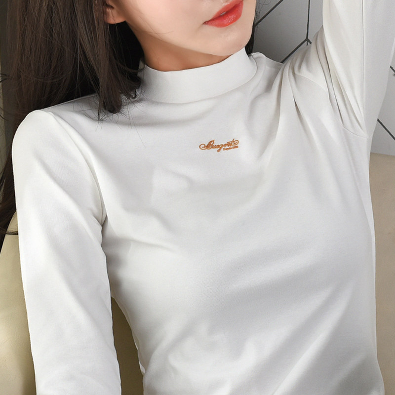 半高领女长袖t恤春秋冬内搭打底衫 屮果T恤