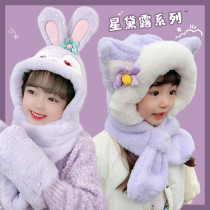 Child Star Della Hats Scarves 2023 new autumn and winter plush gloves Neck Winter girl girl girl