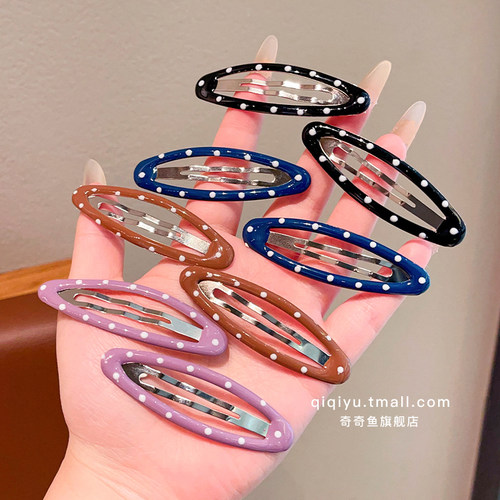 儿童韩系彩色波点发夹发饰女童可爱侧边刘海碎发夹子bb夹发卡头饰 - 图0