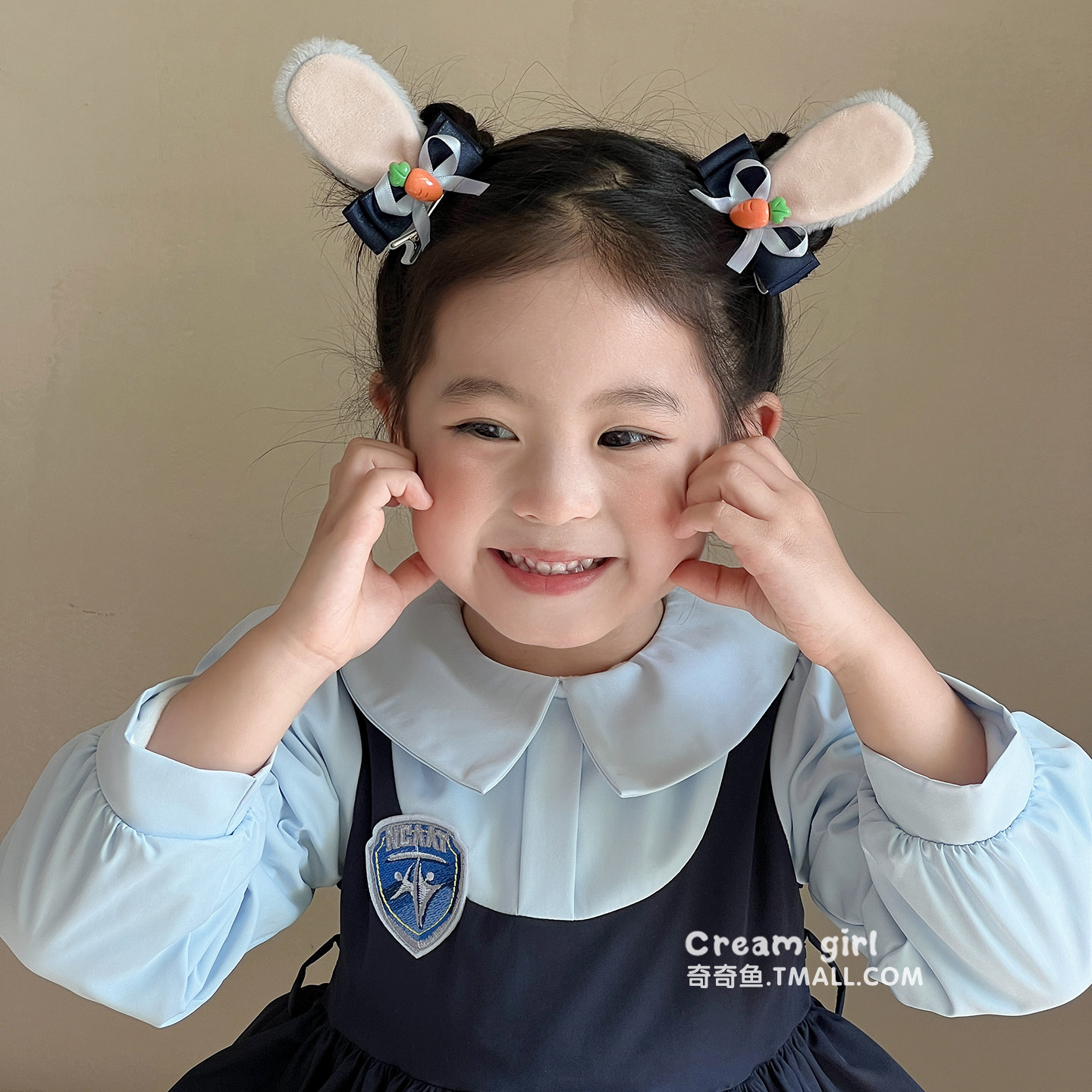 女孩疯狂动物城兔耳朵发夹宝宝发饰儿童可爱发卡兔子警官朱迪头饰,淘宝优惠券,粉丝福利购,淘宝优惠卷