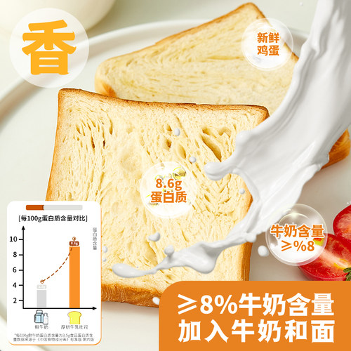 aioo爱一百吐司面包整箱厚切手撕面包学生早餐充饥夜宵懒人食品 - 图0