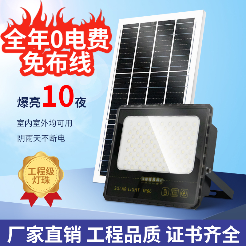 ip66led太阳能户外灯庭院灯家用大功率投光灯农村室外防水门头灯 - 图0