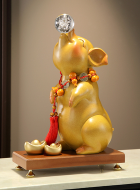 诸事顺利招财猪生肖猪吉祥物摆件办公室开业入户玄关酒柜装饰礼品