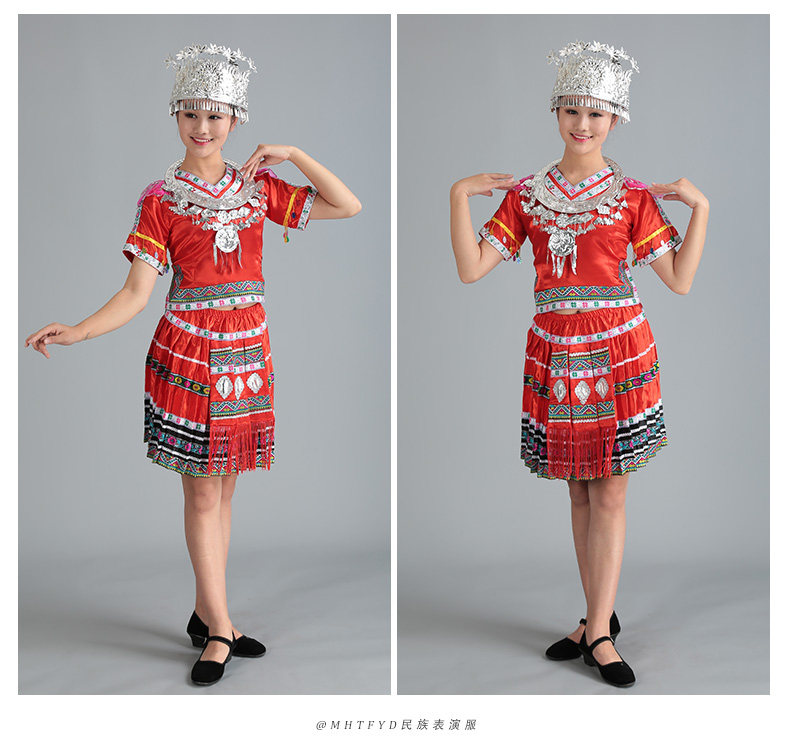 苗族服装女成人百褶裙中国风舞蹈服 mhtfyd民族服装/舞台装