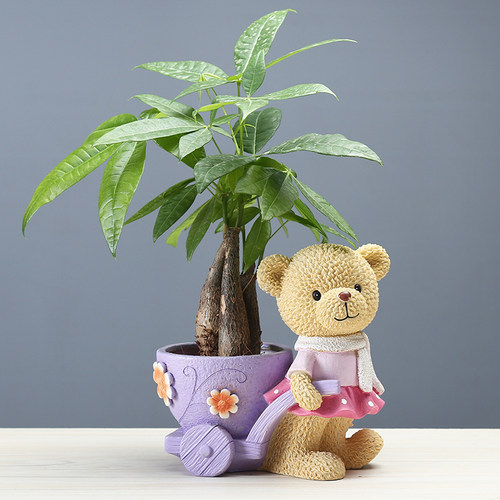 卡通绿植物红掌发财树花盆树脂可爱个性室内多肉盆器创意花园摆件 - 图1