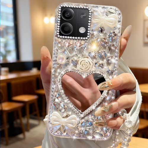 满钻奢华带镜子适用redmi红米Note13手机壳女款8小众13高端12保护套9 外壳12水钻4/202612R新款15+高级感10 - 图1