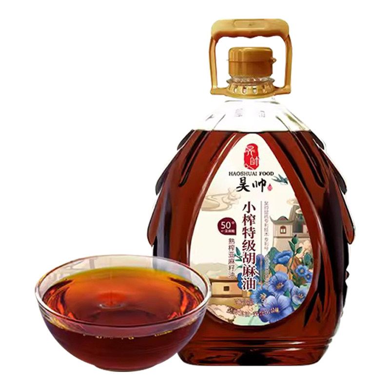 昊帅西夏风味系列小榨特级胡麻油5L熟制亚麻籽油宁夏胡麻油可煎炒,淘宝优惠券,粉丝福利购,淘宝优惠卷
