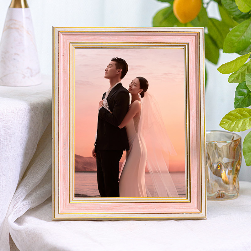 照片打印加相框摆台定制diy相片空框678寸木质洗照片做成相册摆件