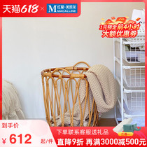 Aydot Indonesia Rattan Basket Nordic Round Hand Woven Natural Rattan Finishing Containing basket Japanese Dirty Clothes Basket