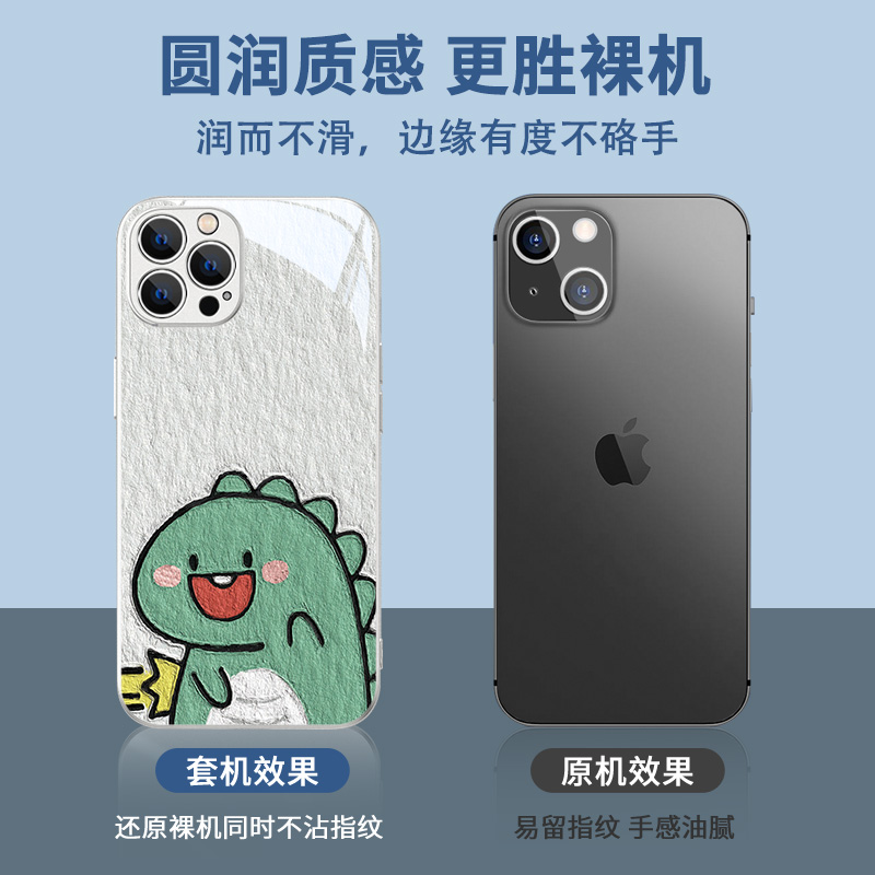 情侣iPhone14ProMax手机壳苹果13新款15油画11/12奥特曼14plus小怪兽xr情侣款xs一对x高级7玻璃8plus镜面mini - 图1