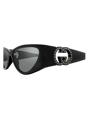 GUCCI 男士太阳镜 GG1824S004 SS2025 黑色 几何框太阳镜古驰