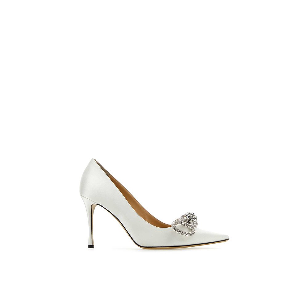 1h可退 潮奢 MACH & MACH 女士 白色绸缎浅口鞋 PF23S0230CRP011 - 图1