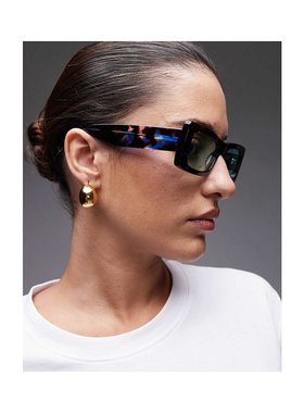 1h可退 潮奢 Topshop 女士 Premium Zanzibar tort 矩形醋纤太阳(