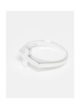 1h可退 潮奢 ASOS 男士 设计纯银十字架戒指(银色)配饰