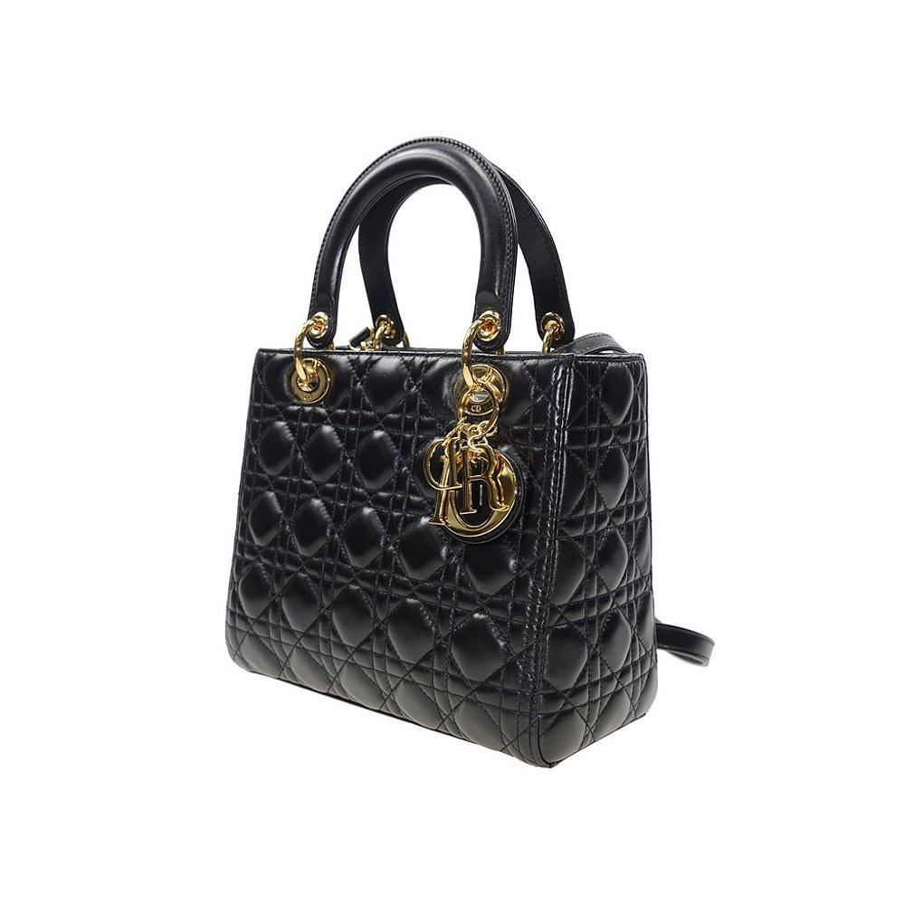 香港直邮dior黑色金扣五格手提包 天猫国际香港直购女士包袋