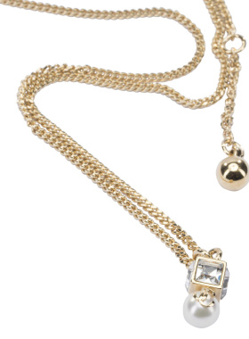 JIMMY CHOO 女士项链 JCPEARLCUBEPNDNTFTAGOLDWHITECRYSTAL吊坠