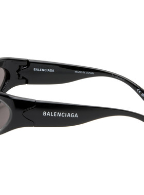 Balenciaga 巴黎世家 男士 黑色 Swift Oval 太阳镜 BB0157S001BL