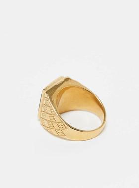 1h可退 潮奢 ASOS 男士 signet s 设计防水不锈钢黑色玛瑙石戒指(