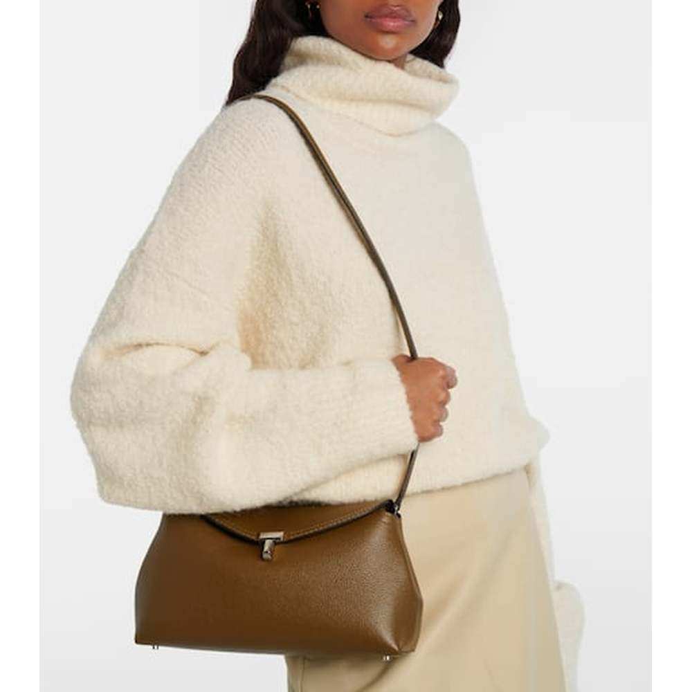 1h可退 潮奢 toteme 女士 T-Lock 皮革手包 brown棕色 舒适时尚,淘宝优惠券,粉丝福利购,淘宝优惠卷