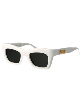 GUCCI 女士眼镜 GG1773S002 SS2025 白色几何框 古驰太阳镜