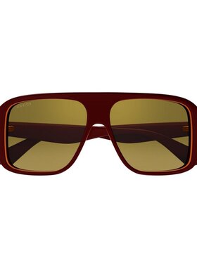 1h可退 GUCCI 男士太阳镜 GG1615S003 SS2025 红色 几何框太阳镜