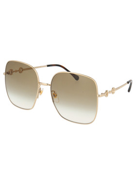 1h可退 GUCCI 女士眼镜 GG0879S002 CO 金色古驰太阳镜配饰