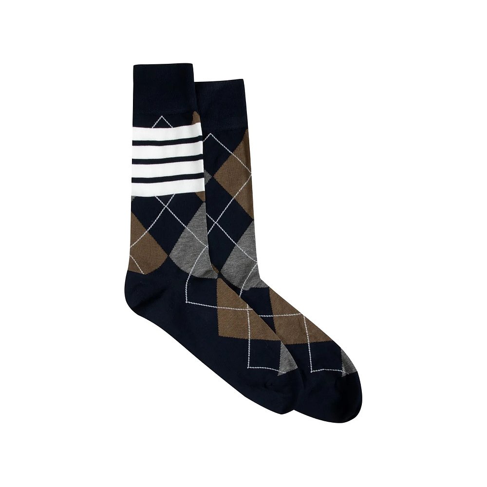 1h可退 THOM BROWNE 男士袜子 MAS205AY3012415 AW2025 深蓝色 - 图1