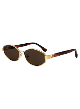 FENDI 女士太阳镜 FE40216U30E SS2026 金色 椭圆形镜框太阳镜