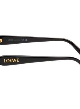 LOEWE 罗意威 女士 黑色 Slim Text Logo Rectangle 太阳镜 LW401