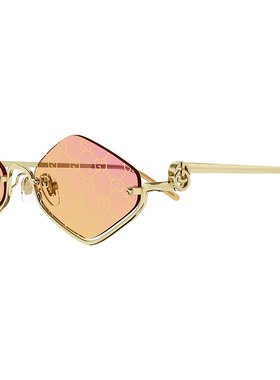 1h可退 潮奢 Gucci 古驰 女士 金色 Geometric 太阳镜 GG1604S