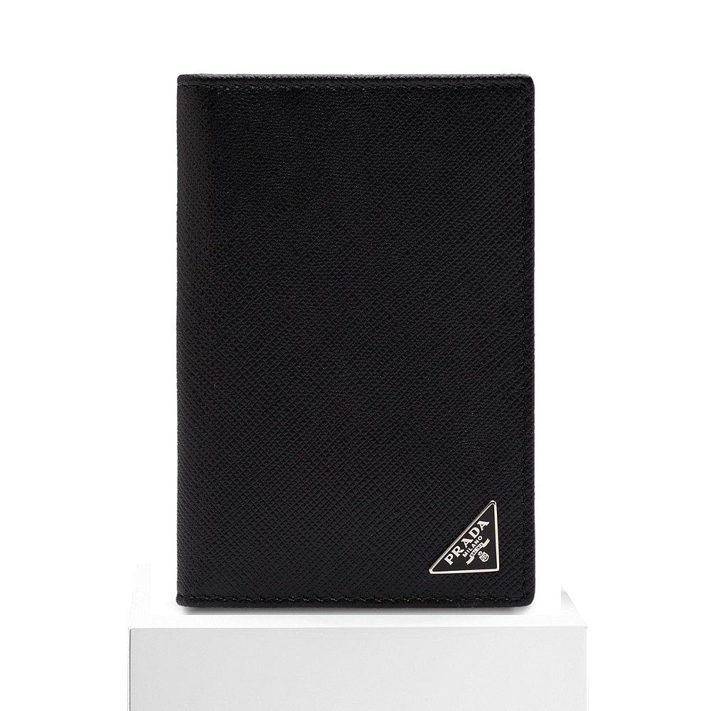香港直邮prada黑色徽标对折卡包 天猫国际香港直购男士包袋