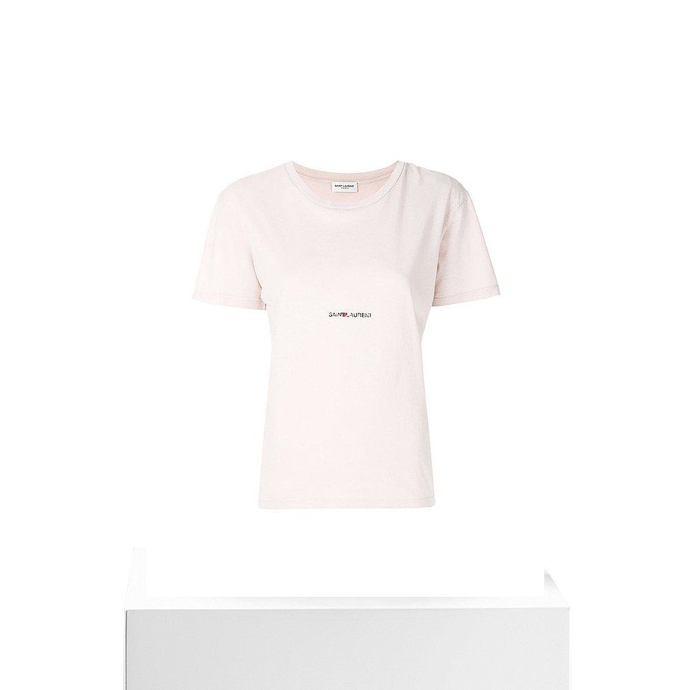 香港直邮圣罗兰女士淡粉色棉质t恤 天猫国际香港直购T恤