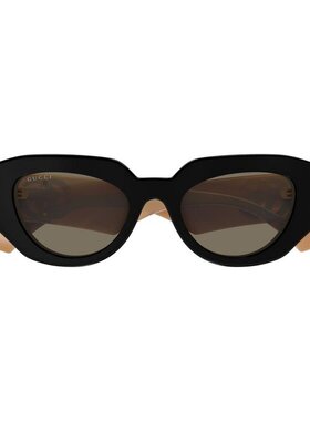 GUCCI 女士太阳镜 GG1421S008 AW2025 黑色 几何太阳镜古驰