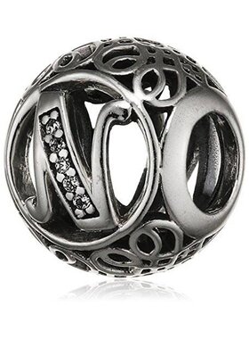PANDORA 潘多拉 复古字母N 925银串珠791858CZ