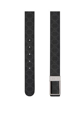 GUCCI 男士手链手镯 82072492TIC1000 CO 黑色 矩形扣双面腰带