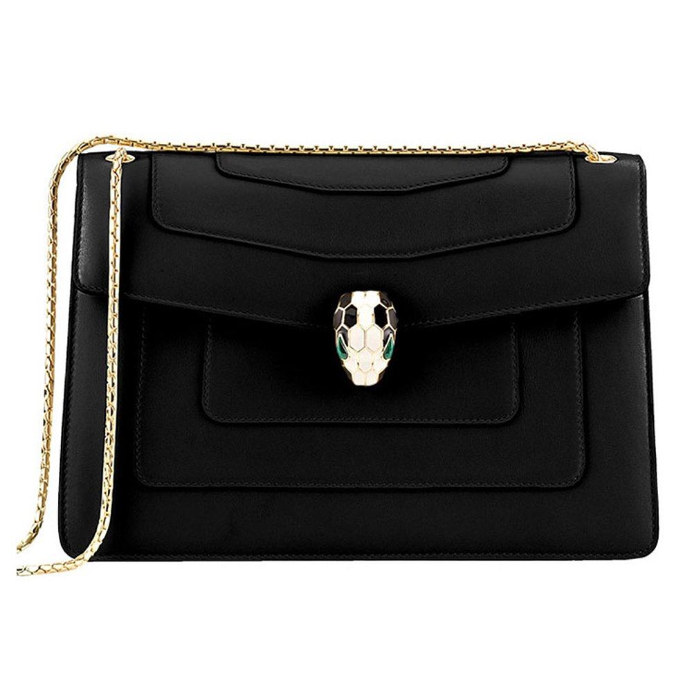 香港直邮bvlgari黑色牛皮女士挎包 天猫国际香港直购女士包袋