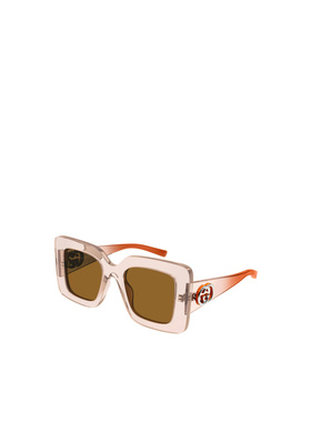 GUCCI 女士眼镜 GG2025S004 SS2026 棕色几何框 太阳镜古驰