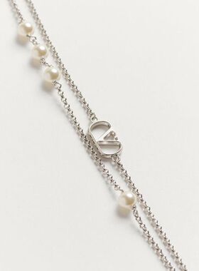 VALENTINO 女士项链 WJ0X76UXM6RU SS2025 透明珍珠 徽标项链