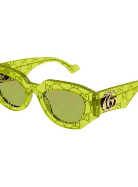 GUCCI 女士眼镜 GG1421S007 CO 绿色几何框 古驰太阳镜