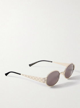 1h可退 潮奢 Gucci 古驰 男士 金色 ssima Metal Round 太阳镜 GG