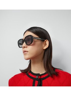 GUCCI 女士眼镜 GG1557SK001 CO 古驰 全框灰色太阳镜
