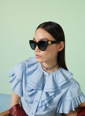 GUCCI 女士眼镜 755247J07401012 古驰太阳镜黑色 SS2024