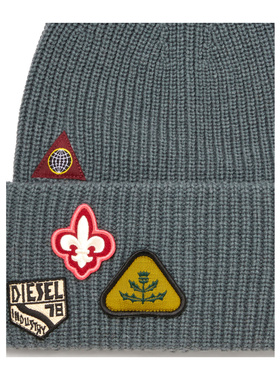 奢淘 Diesel 带有品牌标识贴片羊毛针织帽 男 A24【付后1h可退】